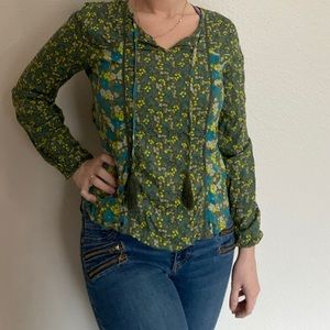 Green floral Prana blouse